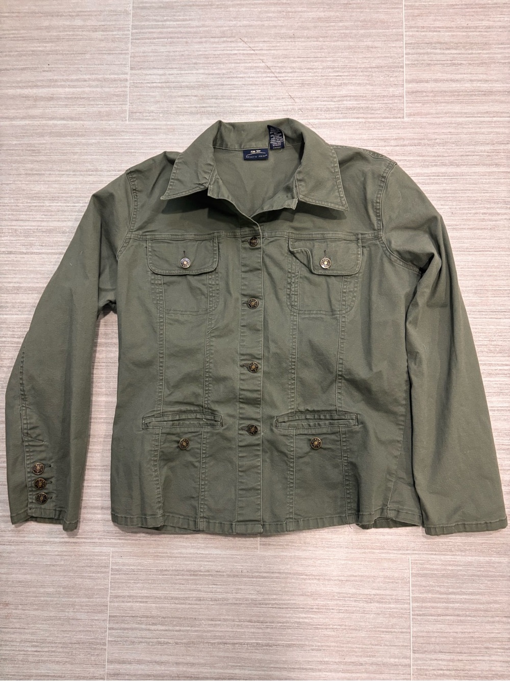 Women's Olive Utility Jacket - Classic Button-Front